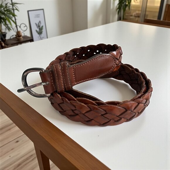 COACH Men's Tan Brown Braided leather Belt Size 42 - Picture 1 of 12